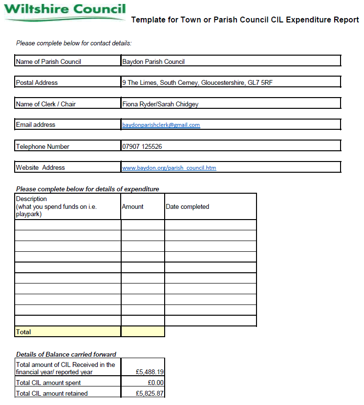  PC Cil Expenditure Report template